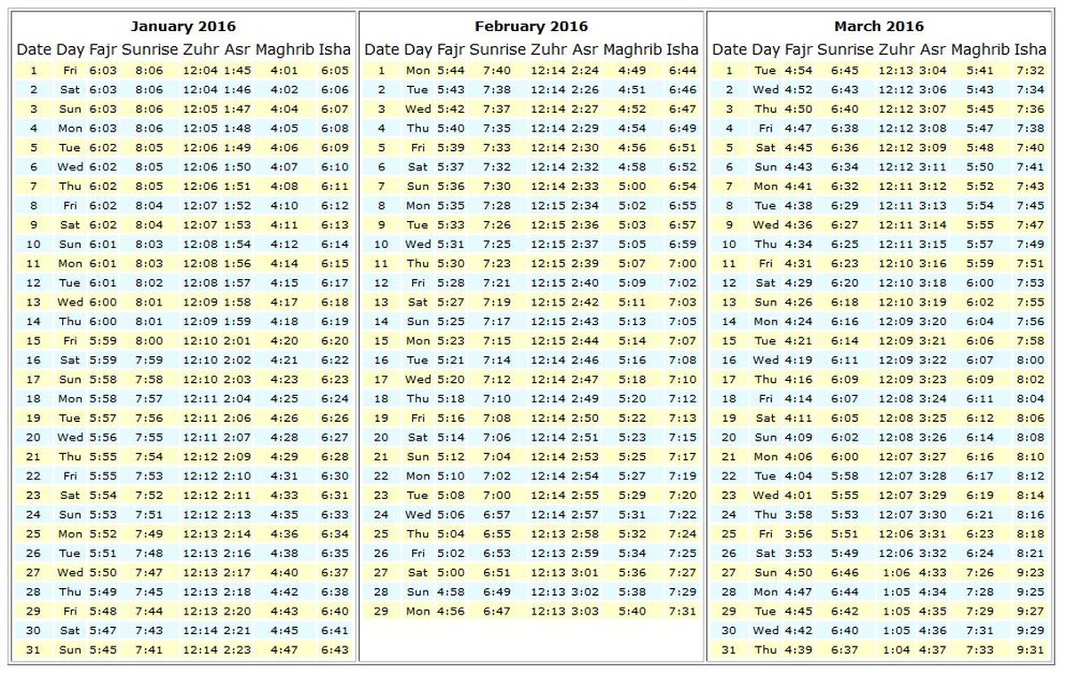 Muslim Salah Prayer Times | Gatwick Airport Chaplaincy